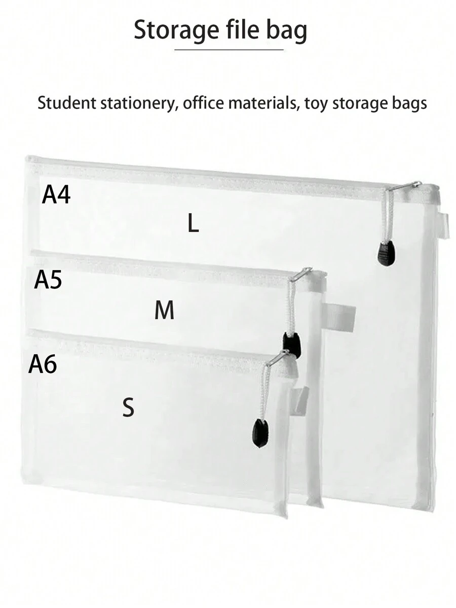 1/5/10/20pcs Transparent File Bag In Three Sizes, 5/10/20pcs, A4/A5/A6. 1pc, S/M/L. Zipper File Bag, Puzzle Toy Classification Bag, Pencil Bag, Folder, Office Stationery Storage Bag, Gift Bag,Back To School,School Supplies
