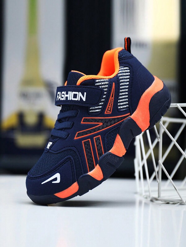 1pair Unisex Durable Four Seasons Children Daily Casual Shoes With Hook And Loop For School And Sport, Mix Color