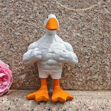Creative Resin Strongman Duck Sculpture Artwork Muscular Duck Figurine Desktop Decoration - White - View 1