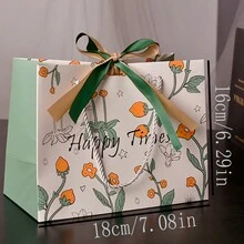 10入組森林風格草地圖案糖果禮品袋和禮品包裝袋，零食收納袋，帶手柄的婚禮派對禮品袋 - 彩色 - 查看 2