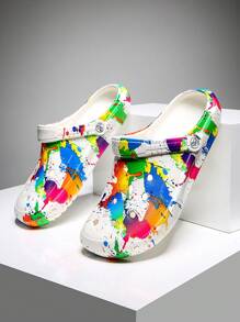 CIVHOM 女士染色花紋拖鞋，輕巧兩用花園拖鞋，夏季沙灘防滑拖鞋