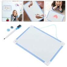 磁性迷你白板，可掛式書寫可擦黑板，辦公室備忘錄乾式擦拭板，訊息留言板，咖啡店和蛋糕店展示理想配件，免費贈送筆和2個磁性按鈕，可重複使用 - 彩色 - 查看 1