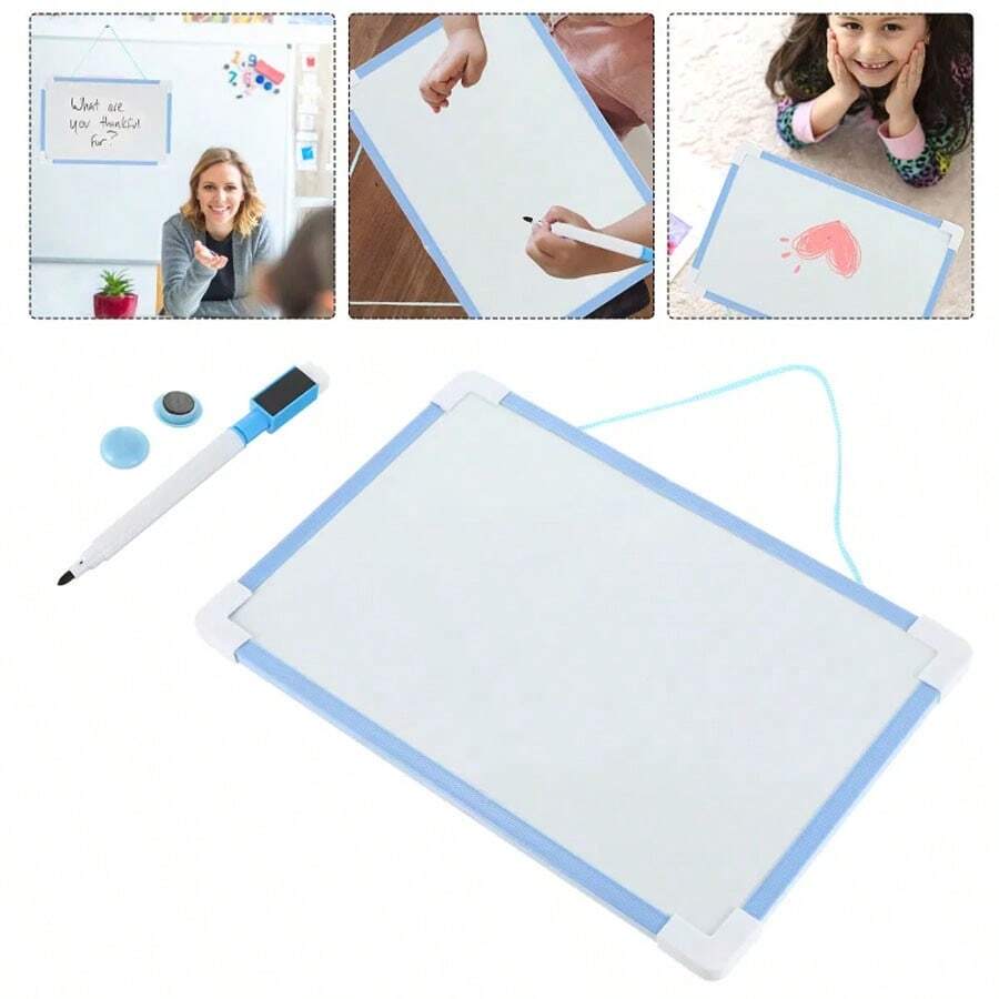 磁性迷你白板，可掛式書寫可擦黑板，辦公室備忘錄乾式擦拭板，訊息留言板，咖啡店和蛋糕店展示理想配件，免費贈送筆和2個磁性按鈕，可重複使用 - 彩色 - 查看 1