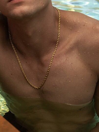 1pc 20"22"24"Minimalist Men Rope Necklace Golden Silvery Black Stainless Steel Chain Men Necklace For Daily Wear