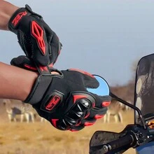 1pair Touch Screen Motorcycle Gloves, Non-Slip Breathable Outdoor Gloves - Red - View 3