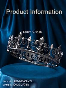 1pc Alloy Rhinestone Crown For European And American Party Dance Wedding Photo Shoot Birthday And Adults - Light Grey - View 5