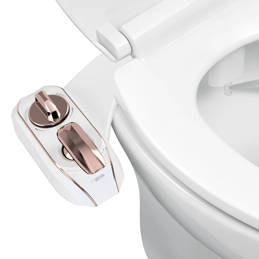 LUXE Bidet NEO 320 Plus - Only Patented Bidet Attachment For Toilet Seat, Innovative Hinges Clean, Slide-In Easy Install, Advanced 360° Self-Clean, Warm, Dual Nozzles, Feminine & Rear Wash (Chrome, Rose Gold, White) - 玫瑰金 - 查看 1