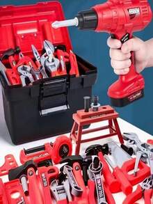 儿童过家家工具玩具模拟维修工具套件工程师仿真维修工具玩具套装电钻螺丝刀过家家玩具生日礼物圣诞礼物男孩女孩儿童早教玩具儿童玩具工具