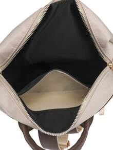 ZMBAG Women's Designer Fringe Zipper Square Backpack, Simple Flap Backpack With Large Capacity, College Student Backpack - Beige - View 7
