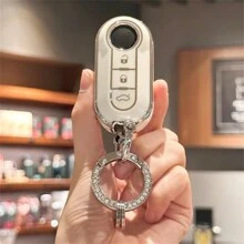 Key Fob Cover With Keyring Keychain Lanyard For Fiat 500 500L Brava Bravo Doblo Ducato Fiorino Punto Panda Palio Stilo Lancia,3 Buttons TPU Flip Key Fob Protective Cover Car Key Cover Case Car Accessories Bag Charm Backpack For School