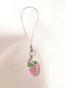 2pcs Cute Pink Strawberry Shaped Cellphone Pendant Phone Strap Gifts For Mother, Family, Friends, Birthday, Holiday Phone Charm, Phone Chain - Pink - View 2