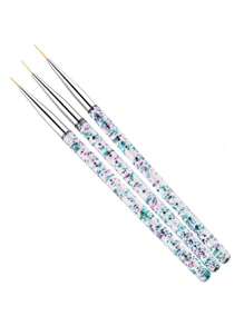 8pcs Nail Art Brush Set, Including UV Gel Brush, Striping Brush, Silicone Brush, Dotting Pen, Crystal Rhinestone Pen, Manicure Tool - Silver - View 3