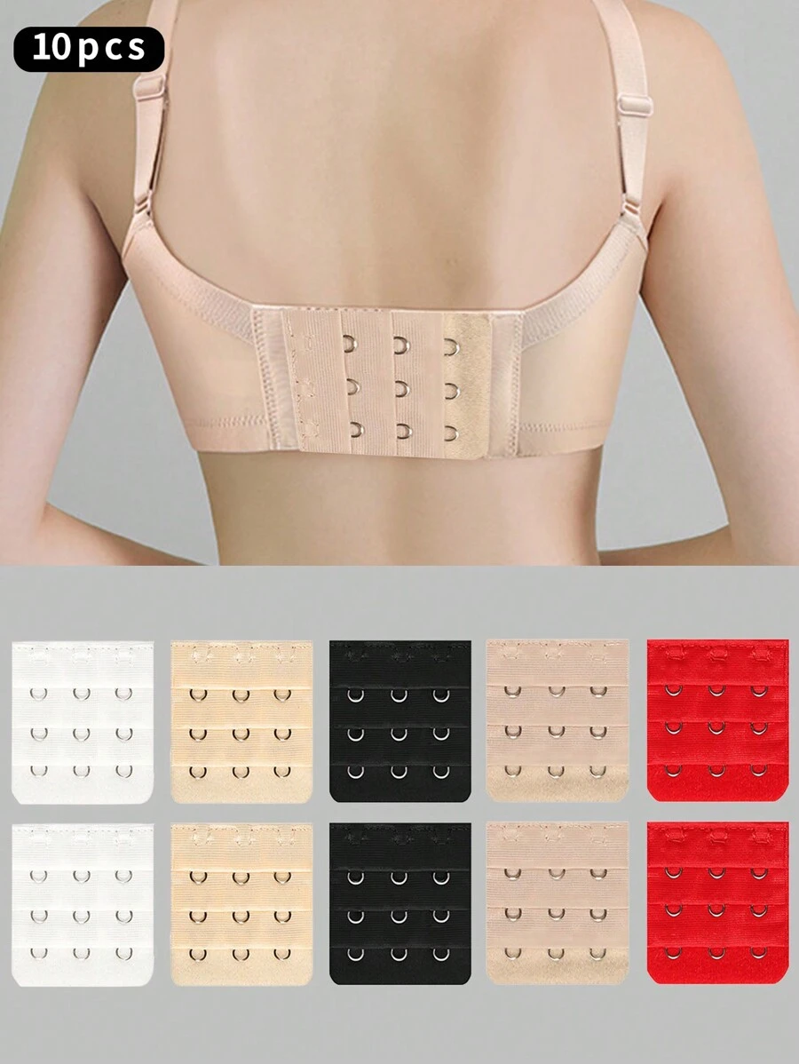 10pcs/Set Women's Stretchy Bra Extender With Extra Long Hook And Three Rows Of Elastic Buckle - Multicolor - View 1