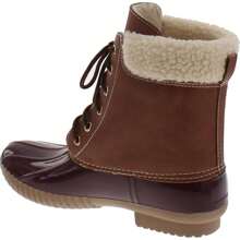 Women's Two Tone Lace Up Ankle Rain Duck Boots - 波爾多 - 查看 4