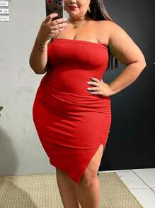 Plus Size Dresses - 紅色 - 查看 2