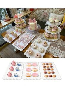 1/2/4/6pcs White Plastic Dessert Plate Tray, Ideal For Graduation Ceremony, Birthday, Party, Wedding,Kitchen,Christmas Gift - White - View 3