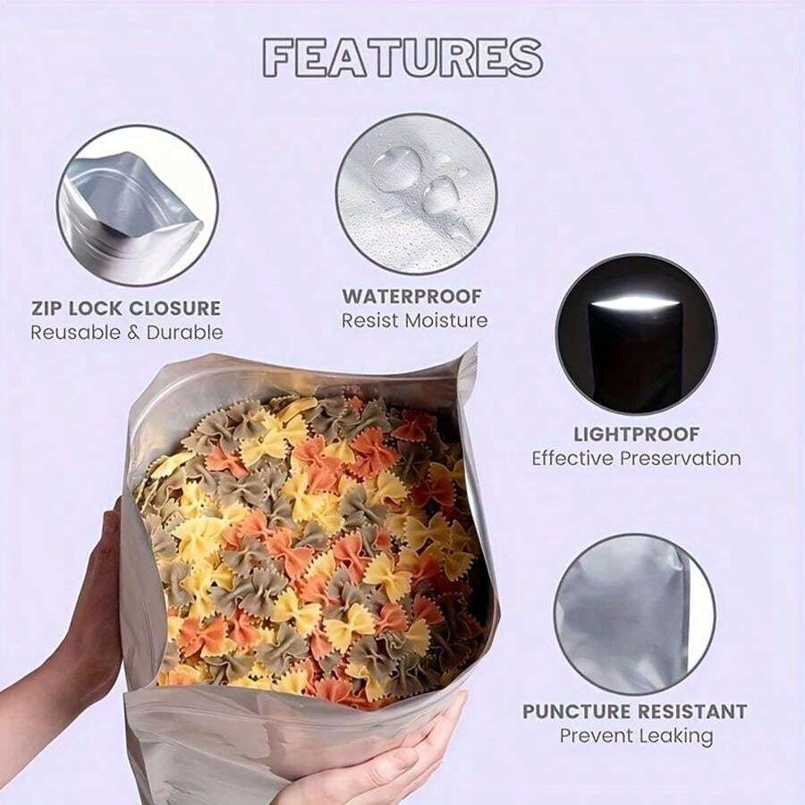 10pcs 5 Gallon Mylar Bags Resealable Mylar Aluminum Foil Bags For Long