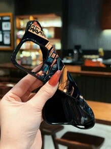 1PC Racing Pattern Black Jelly Phone Case Compatible With IPhone Waterproof Shockproof Anti-Fall Scratch Resistant - Multicolor - View 4