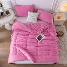 Nice Reversible Ultra-Soft Bedding Comforter Set - Jersey Knit T-Shirt Feeling - Cute Fluffy Lightweight Bedding Down Blanket Quilt With Pillowsham For Man Women Girl All Season Use - Twin / TWIN XL FULL QUEEN KING CAL KING Size - Rose Pink Purple Blue White Grey Blue Yellow Olive Emerald Green - 玫紅色 - 查看 4