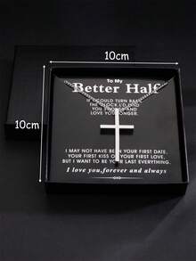 1入父親節禮物，不鏽鋼簡約基督教耶穌吊墜項鍊，附珠寶盒，送給父親和心愛的男性最理想的禮物 - 銀色 - 查看 9