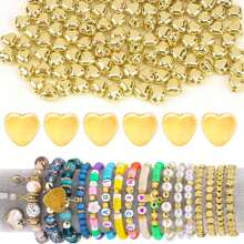 100pcs Gold-Plated CCB Beads Crown Heart Shaped Drum Beaded String - Yellow Gold - View 14