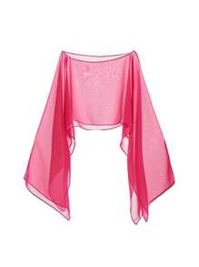 1pc Women's Sheer Chiffon Cape, Asymmetrical French Romantic Sun Protection Clothing Loose Outerwear With Resort Atmosphere, Short Length To Bare Midriff, Bikini Cover-Up