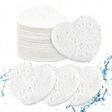 30片装压缩洁面海绵，100%天然美容水疗海绵，适用于日常洁面、去角质面膜、卸妆。居家旅行两相宜。化妆海绵，洗脸海绵，心形洁面海绵，美容师专用洁面海绵，彩妆，平价，房间装饰，梳妆台，旅行，卧室，化妆配件，粉扑，彩妆搅拌器，粉扑，化妆海绵