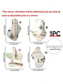 1 miếng dán gương trang trí hình dạng bất đối xứng bằng vật liệu Acrylic dày 2mm, thích hợp cho phòng ngủ, phòng khách, phòng tắm, nhà bếp - Bạc - Xem 2