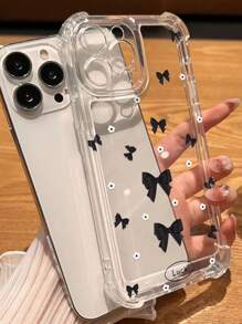 1个透明时尚加厚防摔手机壳,蝴蝶结印花,兼容和三星手机,国际版,非国内版。 - 彩色 - 查看 3