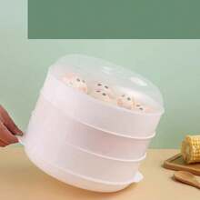 Microwave Steamer Box Heating Container Multi-Functional Cookware Mini Boiler Bread Heating Tool Steamed Rice Bowl, 1pc - White - View 9