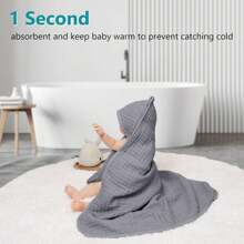 1pc Newborn Hooded Baby Bath Towel, Swaddling Blanket, And Soft, Absorbent Hooded Baby Wrapping Cloth, Essential For Infants And Toddlers - Light Red - View 4