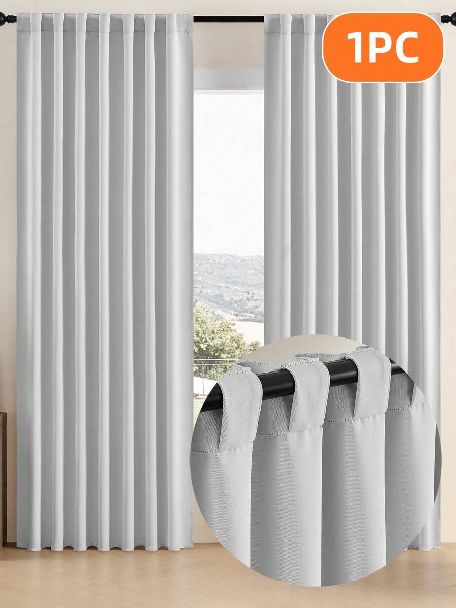 1pc White Blackout Curtain, Outdoor Blackout Curtain, Home Blackout Curtain, Kitchen Curtain, Room Darkening Curtain For Window Decor, Outdoor Decorative Curtain, Window Curtain, Black Curtain, White Curtain, Blackout Curtain, Thermal Insulated Curtain, Solid Color Modern Polyester Blend Curtain For Bedroom, Living Room, Balcony