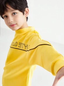 Annil Áo thun dài tay cổ tròn in chữ thời trang xuân thu cho bé trai màu vàng - Màu vàng - Xem 3