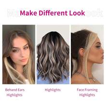 Flequillo lateral largo, 2 piezas de flequillo cortina rizado ondulado con clip que enmarca el rostro para resaltar para mujeres, uso diario, conjunto de 2 piezas de sienes largas - Dark Brown - Ver 7