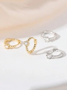 1 Pair Minimalist Delicate Single Diamond Hoop Earrings, Nature-Inspired, Elegant Style