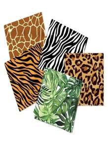 TYFYO 20pcs/Lot Jungle Animal Print Paper Napkins Tiger Leopard Zebra Stripes Leaf Theme Cocktail Party Square Dinner Napkins,Christmas - Multicolor - View 1