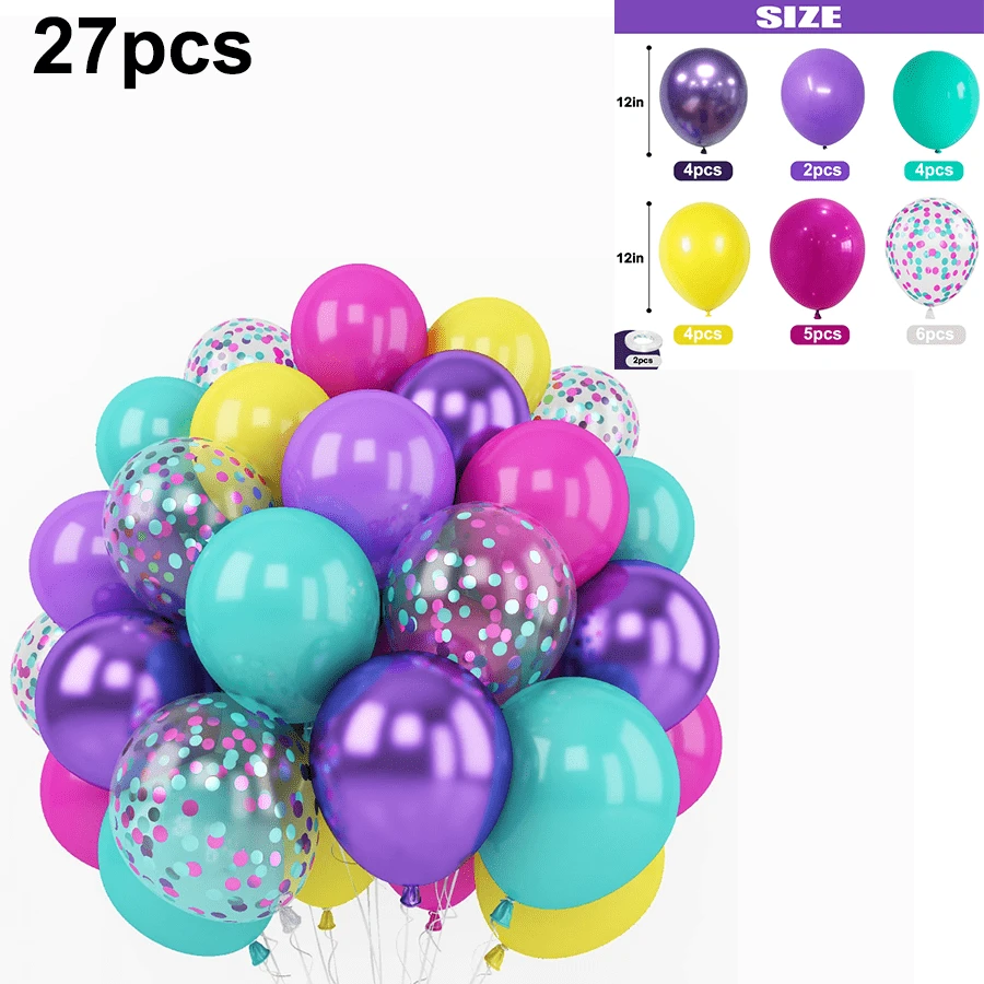 Rainbow Balloon Garland Purple Blue Rose Red Yellow Balloons Confetti ...