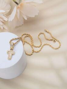 26 cái/bộ Vòng cổ chữ cái đầu tiên màu vàng dành cho nữ, thích hợp cho các tác phẩm thủ công - Vàng - Xem 34