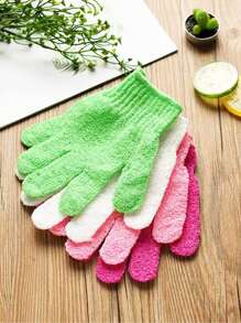 4/2/1pc Random Color Revitalizing Exfoliating Bath Gloves - Double Texture Gloves For Deep Cleansing & Polishing - Ideal For Spas, Massages & Body Scrubs - Soft & Durable Bathing Accessories