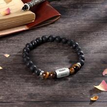 1PC Men's Bracelets, Energy Gem Bracelets That Can Customize Their Names,Father Day Gift,Fathers Dad Gift,Father's Day Gift,Gifts For Boyfriend,Custom Bracelet,Name Bracelet,Custom Bracelet - Black - View 2
