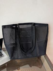 A Com Borda Costurada, Cor Sólida, Dobrável E Para Natação E Fitness, Também Adequado Para Armazenamento De Brinquedos De Banheiro, Leve, Grande Capacidade, Bolsa De Praia De Malha Portátil, Perfeita Para Viagens Em Família, Férias, Feriado, Praia, Camping E Caminhadas Mochila Escolar, Mochila De Volta Às Aulas, Grande Capacidade, Portátil, Adequado Para Meninas Adolescentes Mulheres Estudantes Universitárias, Perfeita Para Volta Às Aulas, Faculdade, Ensino Fundamental, Ensino Médio