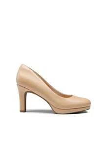 Women's Close Toe Low Heels Platform Pump Comfortable Office Work Dress Shoes For Women - Apricot - View 5