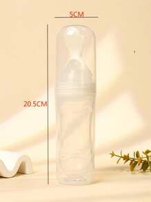 1pc 90ml Baby Milk Bottle With Spoon For Rice Paste Feeding, Including A Silicone Feeding Spoon, A Suction Spoon, And A Pp Box For Sanitray Storage