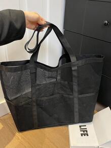 A Com Borda Costurada, Cor Sólida, Dobrável E Para Natação E Fitness, Também Adequado Para Armazenamento De Brinquedos De Banheiro, Leve, Grande Capacidade, Bolsa De Praia De Malha Portátil, Perfeita Para Viagens Em Família, Férias, Feriado, Praia, Camping E Caminhadas Mochila Escolar, Mochila De Volta Às Aulas, Grande Capacidade, Portátil, Adequado Para Meninas Adolescentes Mulheres Estudantes Universitárias, Perfeita Para Volta Às Aulas, Faculdade, Ensino Fundamental, Ensino Médio