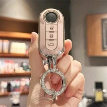 Key Fob Cover With Keyring Keychain Lanyard For Fiat 500 500L Brava Bravo Doblo Ducato Fiorino Punto Panda Palio Stilo Lancia,3 Buttons TPU Flip Key Fob Protective Cover Car Key Cover Case Car Accessories Bag Charm Backpack For School