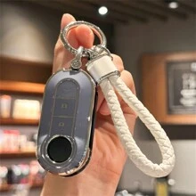 Key Fob Cover With Keyring Keychain Lanyard For Fiat 500 500L Brava Bravo Doblo Ducato Fiorino Punto Panda Palio Stilo Lancia,3 Buttons TPU Flip Key Fob Protective Cover Car Key Cover Case Car Accessories Bag Charm Backpack For School