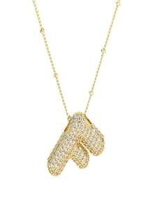 1個時尚氣泡啟發的立體氧化鋯氣球和字母吊墜，豐滿的26個字母頸鏈適用於女性 - XT-394 - 查看 22