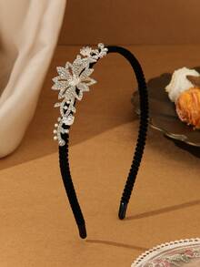 1pc Simple Side Headband Hair Accessories, Decorated With Alloy And Rhinestones, Suitable For Women In Parties And Daily Wear - Gold - View 7