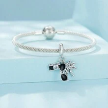 1 pieza Cámara Amor en la serie de recuerdos Cuentas DIY Encantos Colgante y Cadena Encanto Apto para Pulsera de Cuentas Cuentas para Hacer Joyería DIY para Mujeres Regalo de Joyería para Niña, Accesorios de Joyería DIY de Aleación Plateada de Moda, Pulsera de Acero Inoxidable para San Valentín