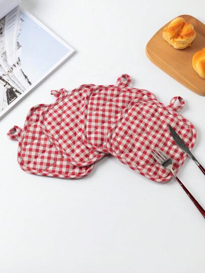 2 pezzi/4 pezzi Presine resistenti al calore, Sottopentola quadrato a scacchi isolante, Tappetino imbottito multifunzionale isolante per cucina, sala da pranzo, tavolo, cottura